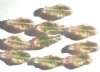 10 28x13mm Two Tone Green and Pink Fish Beads